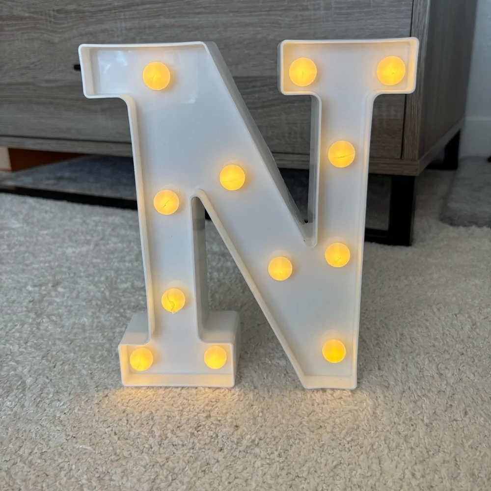 Light Up White Letter N Marquee Light - Picture 5 of 11